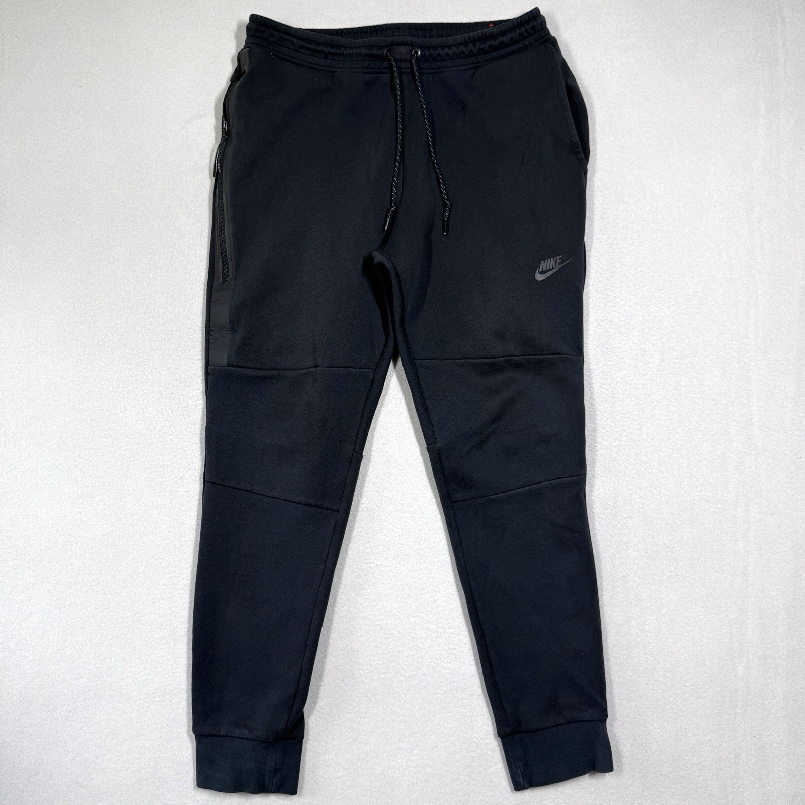 Nike Tech Fleece Pants Mens Large Jogger Sweatpants Black Zip Pocket Logo